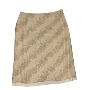 Banana Republic 100% Silk Elegant Cream Paisley Skirt Sz 4